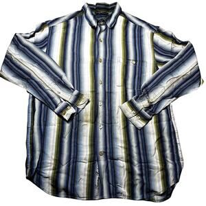 Tommy Bahama Men's Silk Blend Striped Long Sleeve Shirt - Size Medium